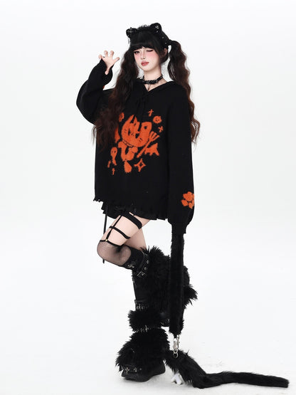 Crazy Girl Cute Cat Print Hooded Oversized Skin Friendly Women&