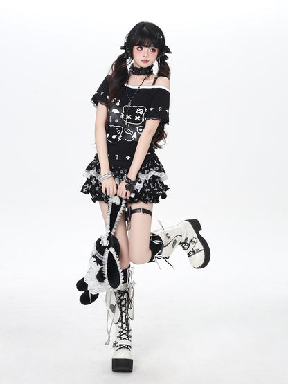 Crazy Girl Cute Kitty Cartoon Lined Lace Bow High Waist Elastic Women&
