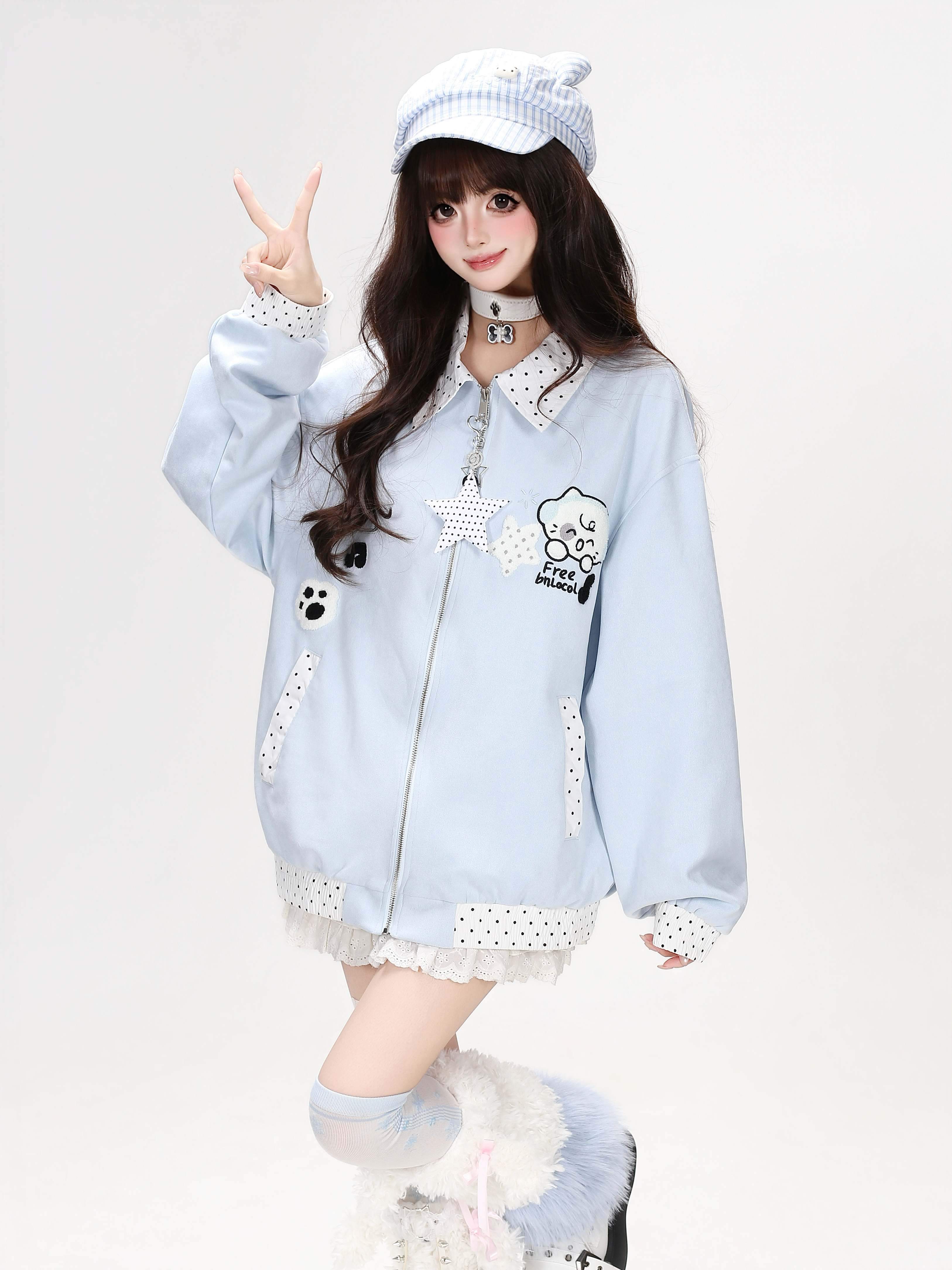 Crazy_Girl_Cute_Polka_Dot_Patchwork_Puppy_Embroidered_Loose_Women&