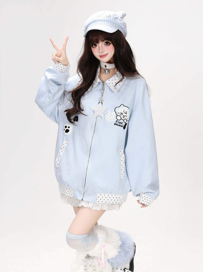 Crazy_Girl_Cute_Polka_Dot_Patchwork_Puppy_Embroidered_Loose_Women&