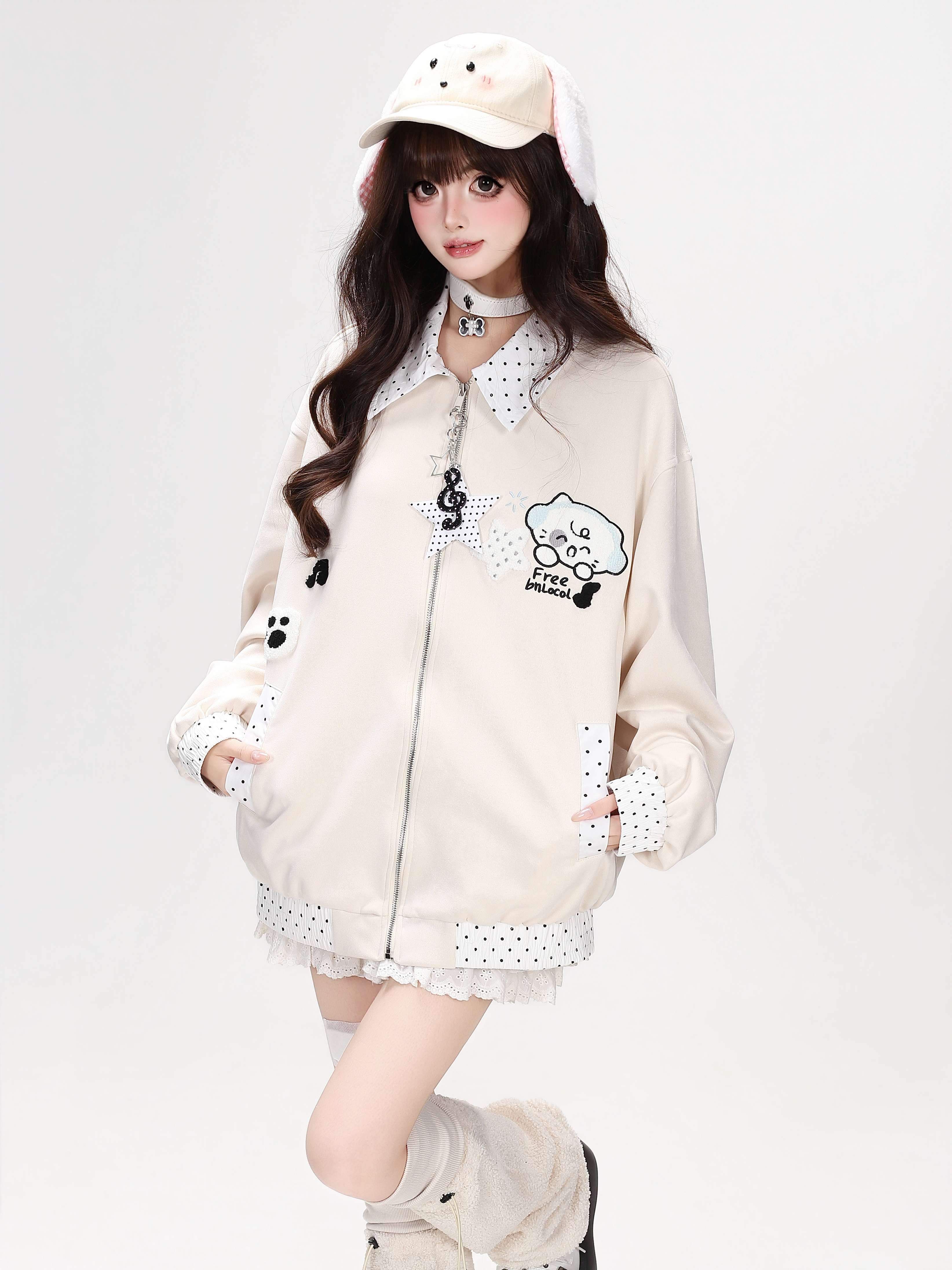 Crazy_Girl_Cute_Polka_Dot_Patchwork_Puppy_Embroidered_Loose_Women&