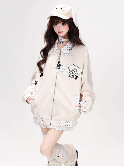 Crazy_Girl_Cute_Polka_Dot_Patchwork_Puppy_Embroidered_Loose_Women&