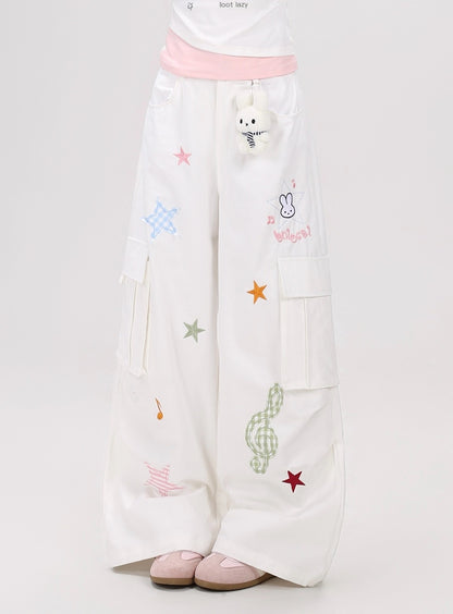 Crazy_Girl_Cute_Rabbit_Charm_High_Waist_Music_Note_Embroidery_Star_Women&