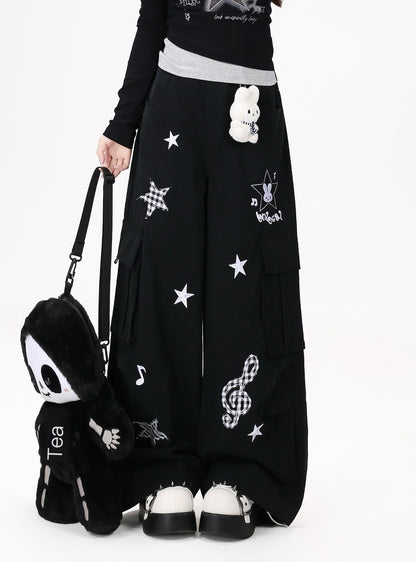 Crazy_Girl_Cute_Rabbit_Charm_High_Waist_Music_Note_Embroidery_Star_Women&