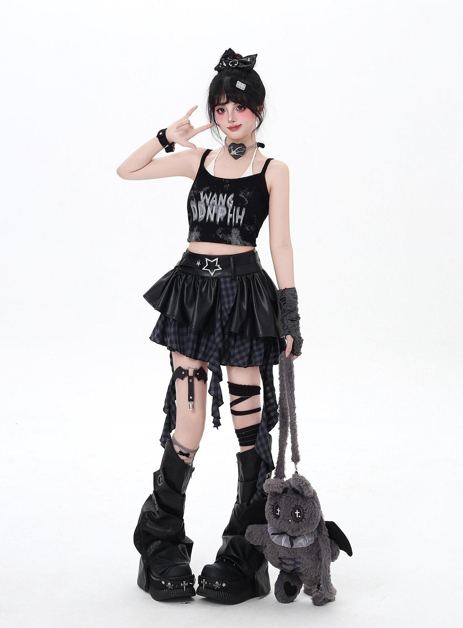 Crazy_Girl_Dark_Asymmetric_Zipper_High_Waist_Women&