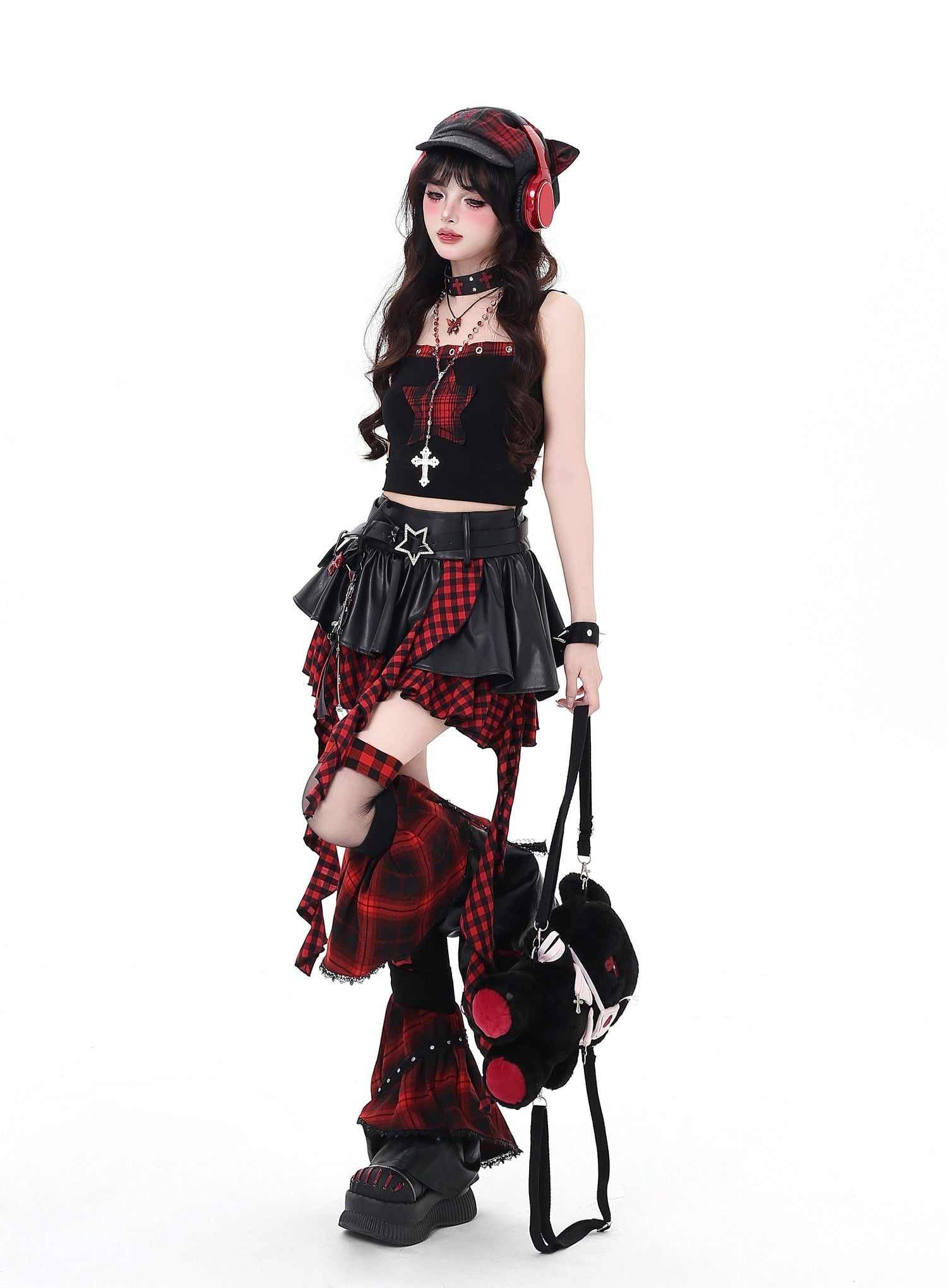 Crazy_Girl_Dark_Asymmetric_Zipper_High_Waist_Women&