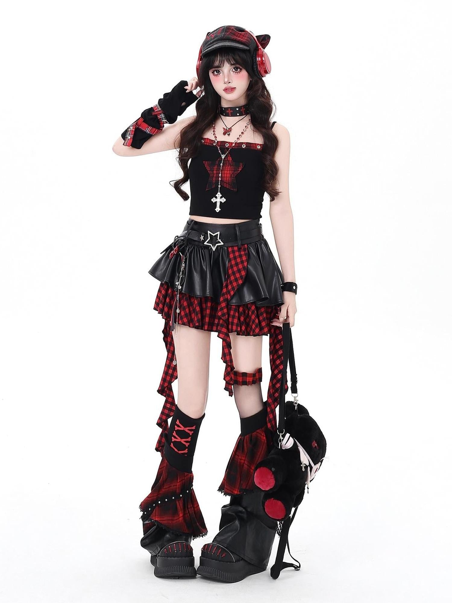 Crazy Girl Dark Asymmetric Zipper High Waist Women&