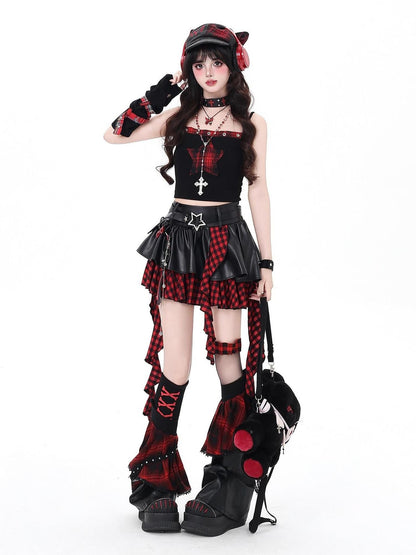 Crazy Girl Dark Asymmetric Zipper High Waist Women&