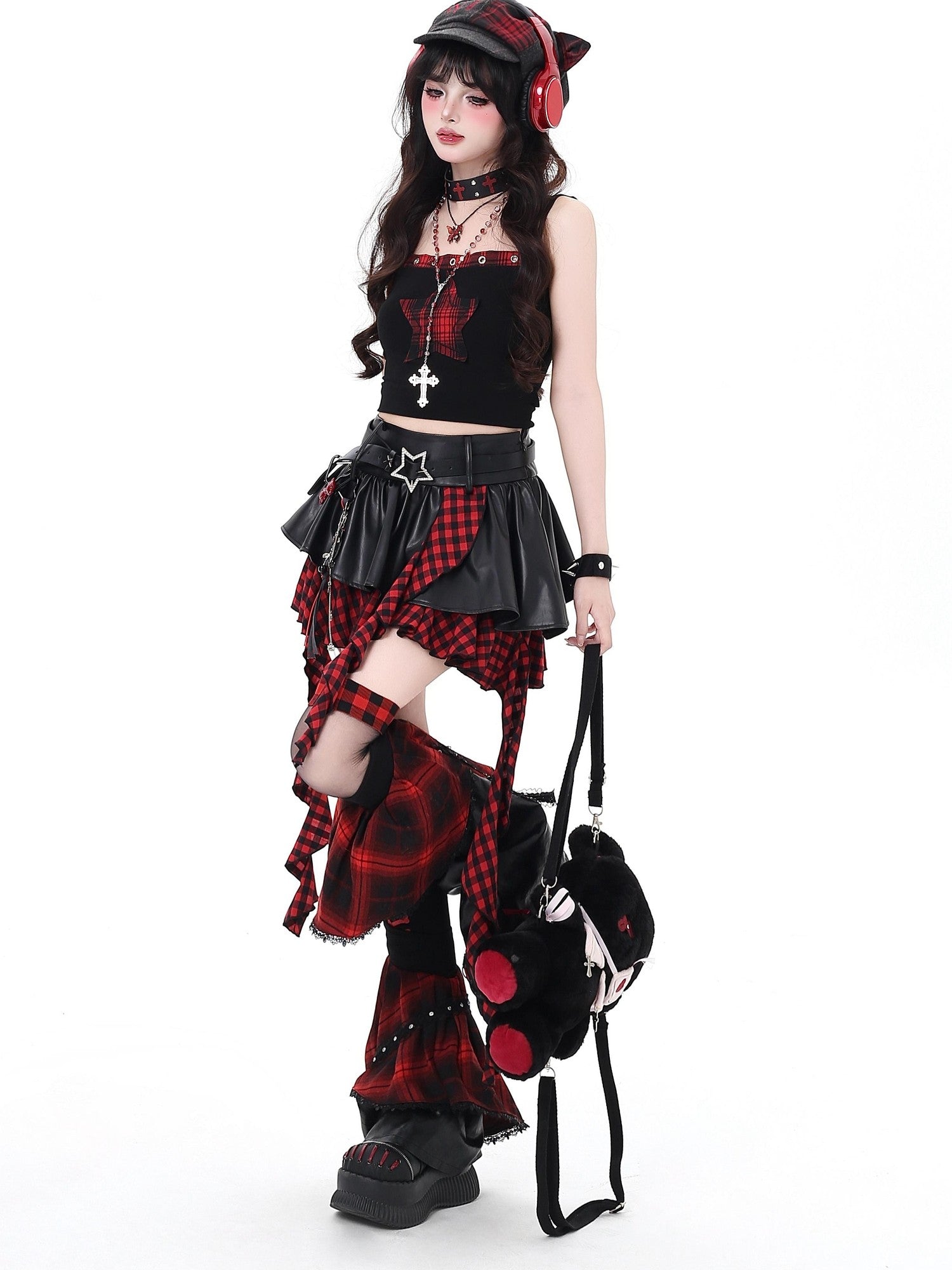 Crazy Girl Dark Asymmetric Zipper High Waist Women&