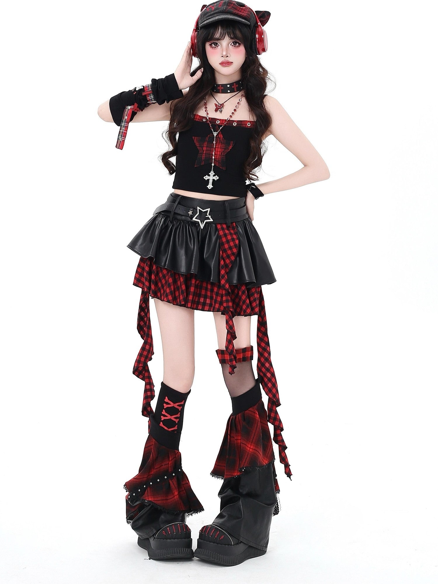 Crazy Girl Dark Asymmetric Zipper High Waist Women&