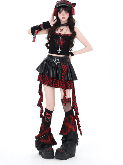 Crazy Girl Dark Asymmetric Zipper High Waist Women&
