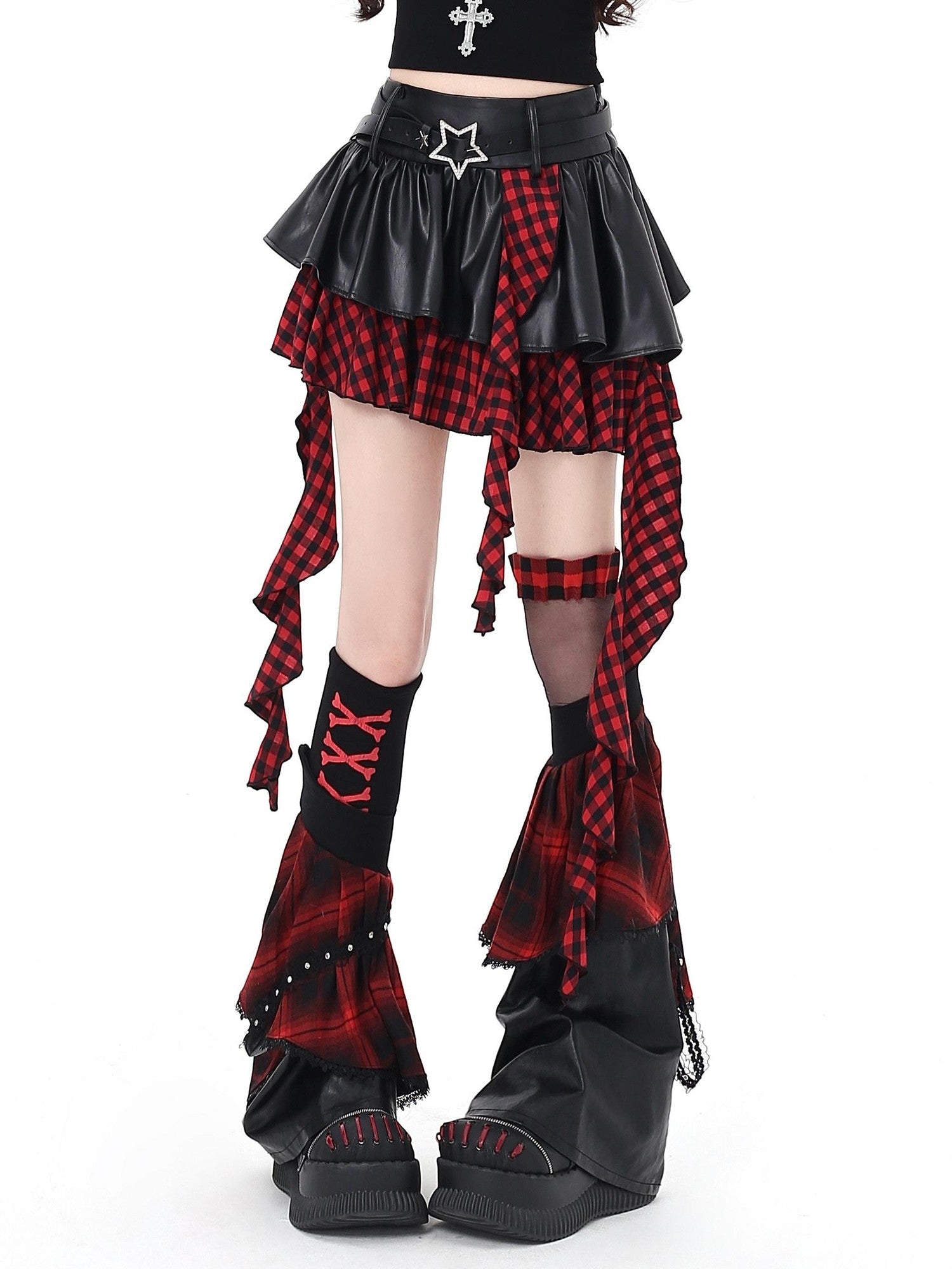Crazy Girl Dark Asymmetric Zipper High Waist Women&