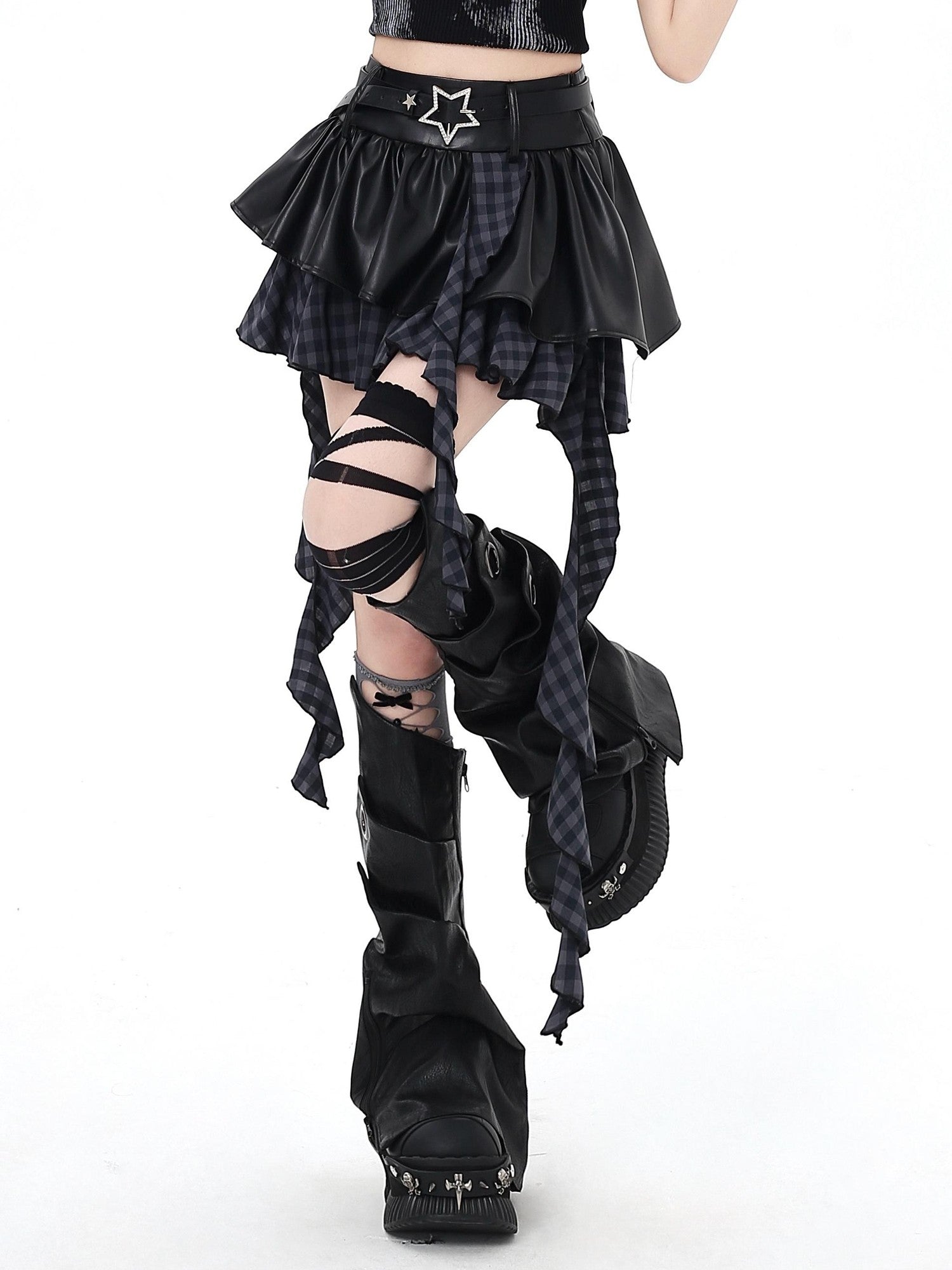 Crazy Girl Dark Asymmetric Zipper High Waist Women&
