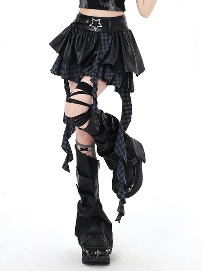 Crazy Girl Dark Asymmetric Zipper High Waist Women&