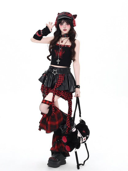 Crazy Girl Dark Asymmetric Zipper High Waist Women&