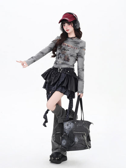 Crazy Girl Dark Asymmetric Zipper High Waist Women&