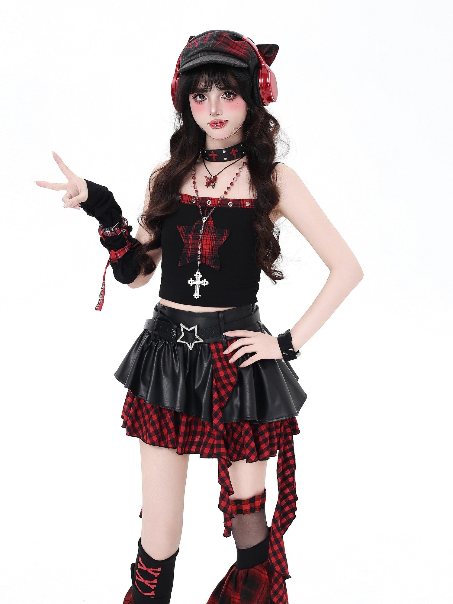 Crazy Girl Dark Asymmetric Zipper High Waist Women&