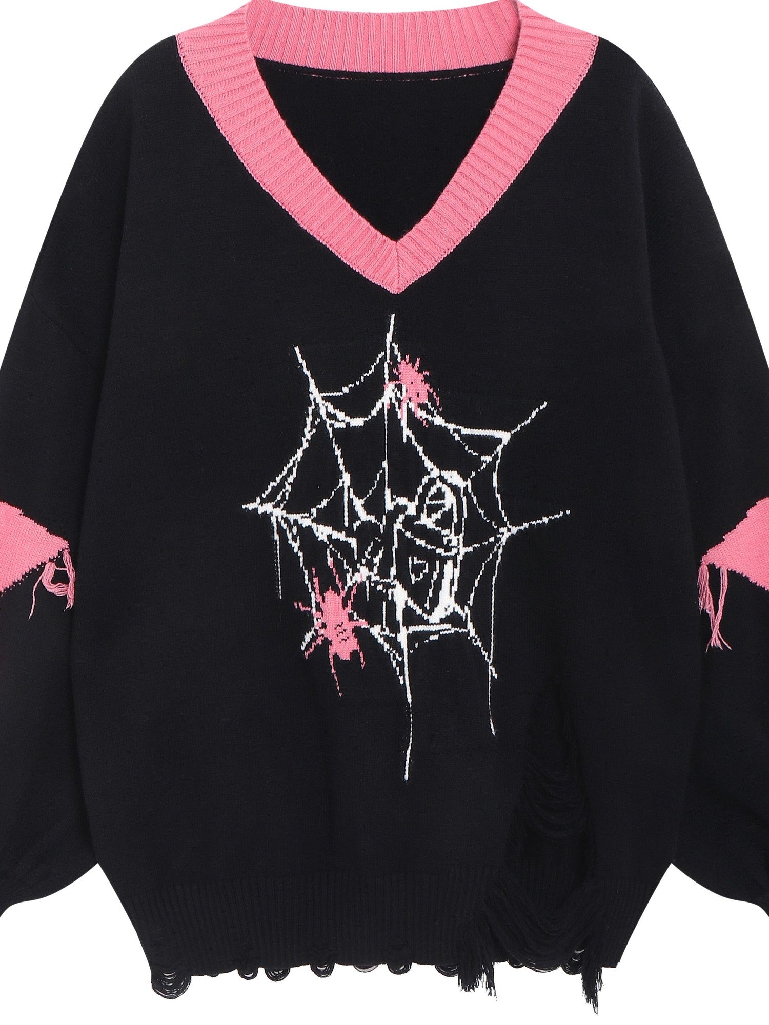 Crazy Girl Dark Star Knitted V-neck Loose Mid Length Women&