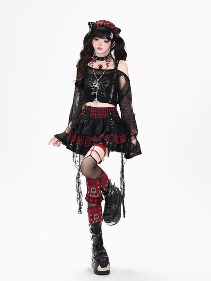 Crazy Girl Distressed Knit Skull Short Cropped Women&