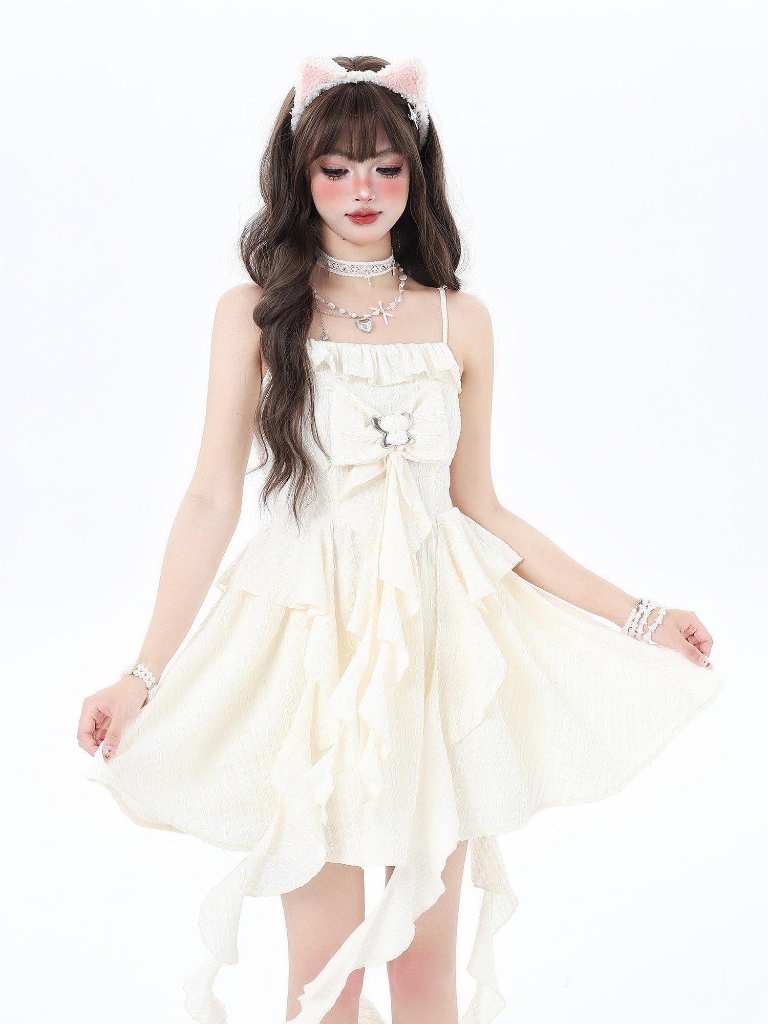 Crazy Girl Ethereal French Waist Cinched Spaghetti Strap Women&