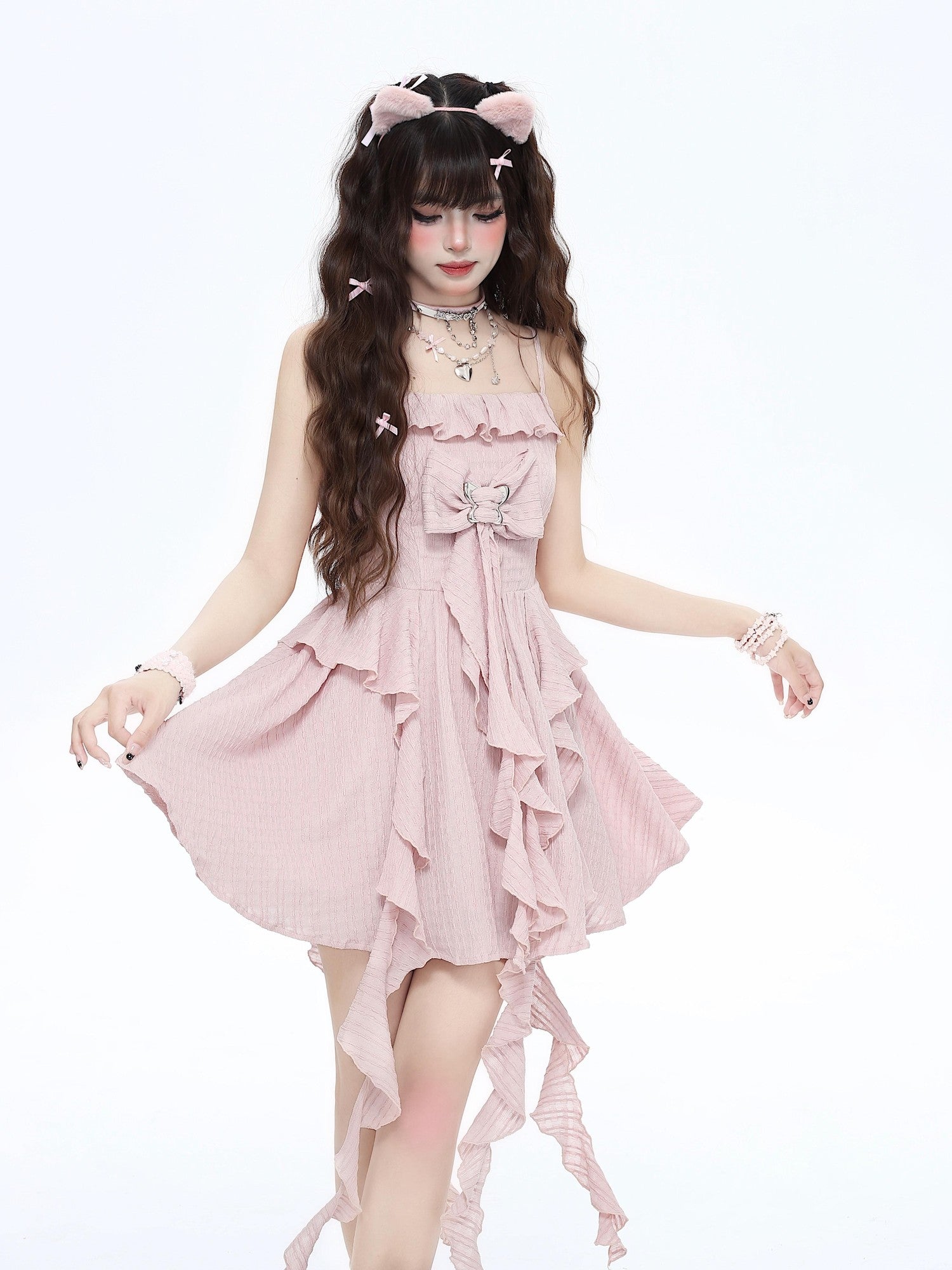 Crazy Girl Ethereal French Waist Cinched Spaghetti Strap Women&