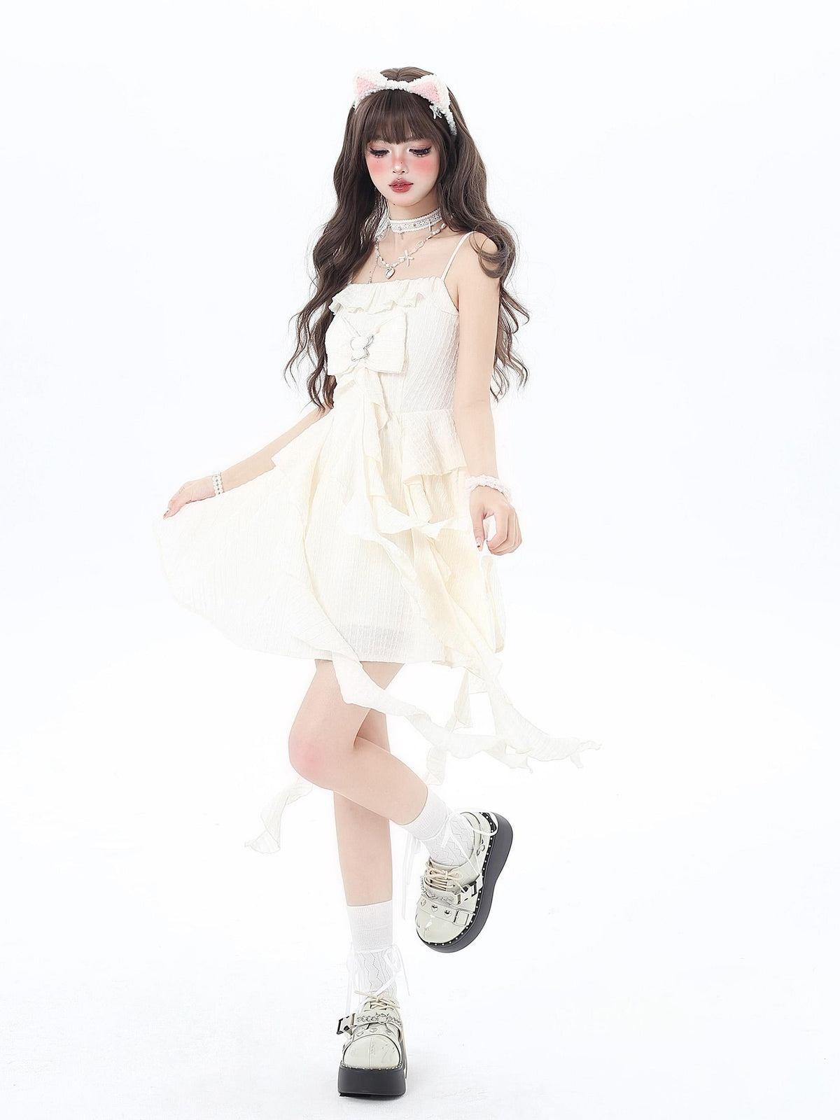 Crazy Girl Ethereal French Waist Cinched Spaghetti Strap Women&