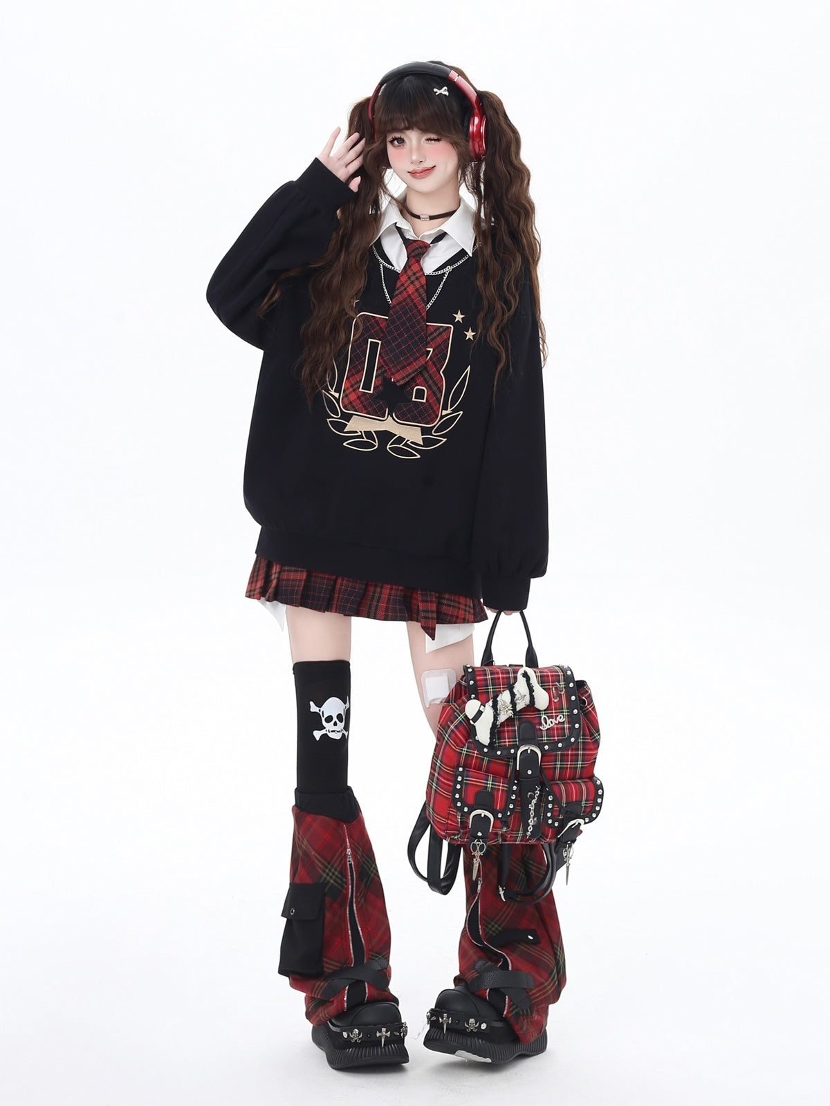 Crazy_Girl_Faux_Two_Piece_Stand_Collar_Loose_Fit_College_Sweet_Women&