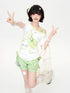 Crazy_Girl_Four_Leaf_Clover_Spliced_Drawstring_Cropped_Women&