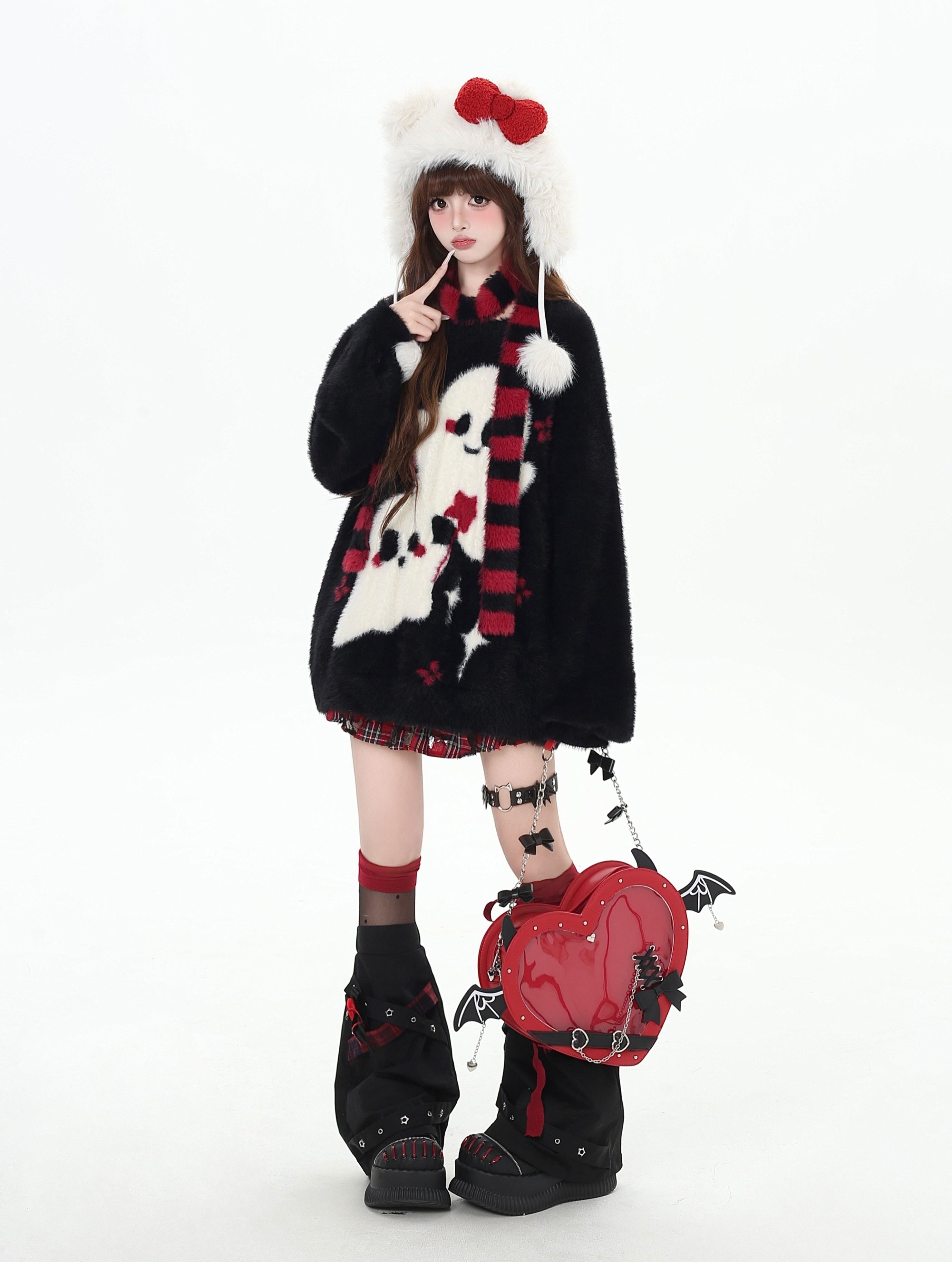 Crazy_Girl_Ghost_Paradise_Abstract_Jacquard_Scarf_Neck_Women&