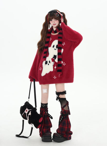 Crazy_Girl_Ghost_Paradise_Abstract_Jacquard_Scarf_Neck_Women&