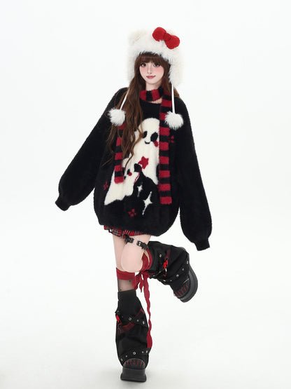 Crazy Girl Ghost Paradise Abstract Jacquard Scarf Neck Women&