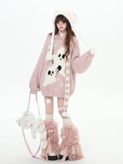 Crazy Girl Ghost Paradise Abstract Jacquard Scarf Neck Women&
