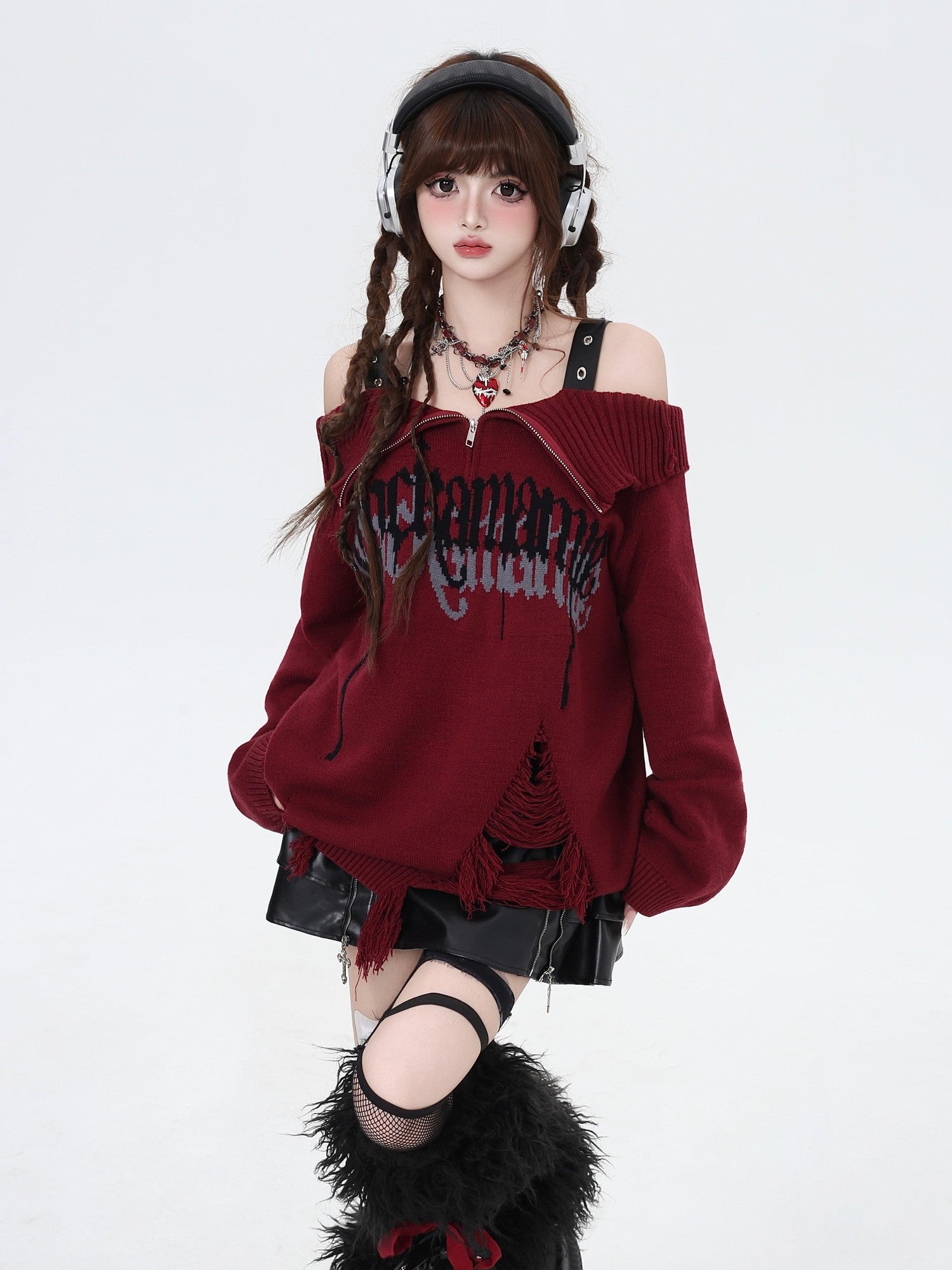 Crazy Girl Gothic Fragment Zip Lapel Women&