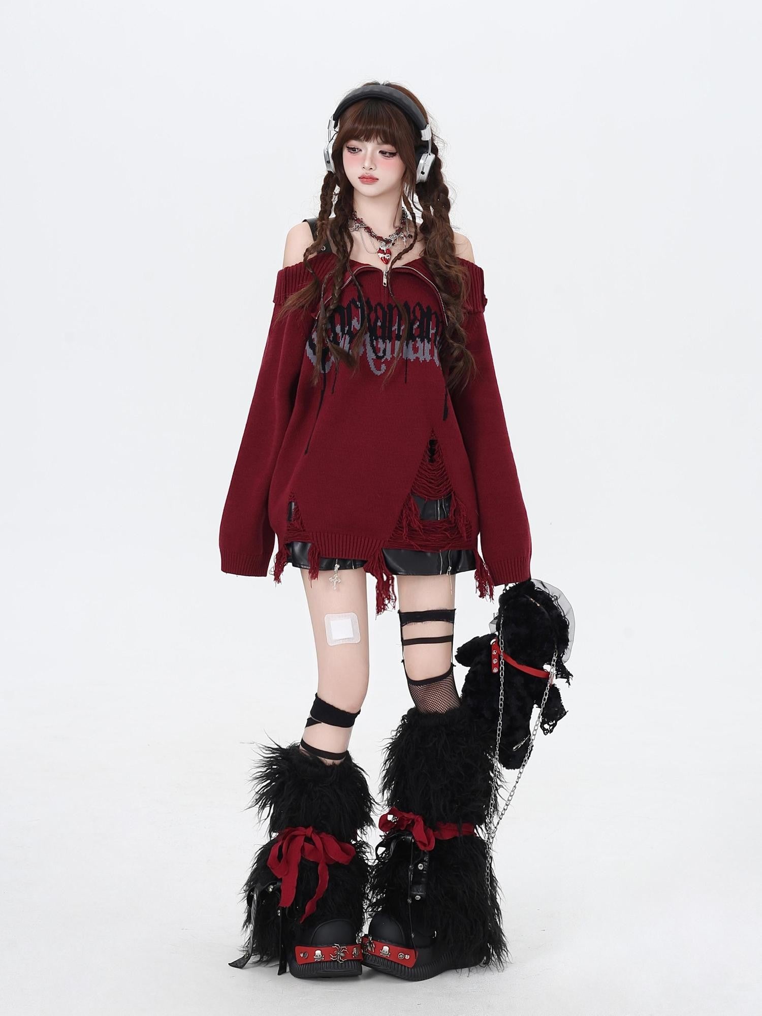 Crazy Girl Gothic Fragment Zip Lapel Women&