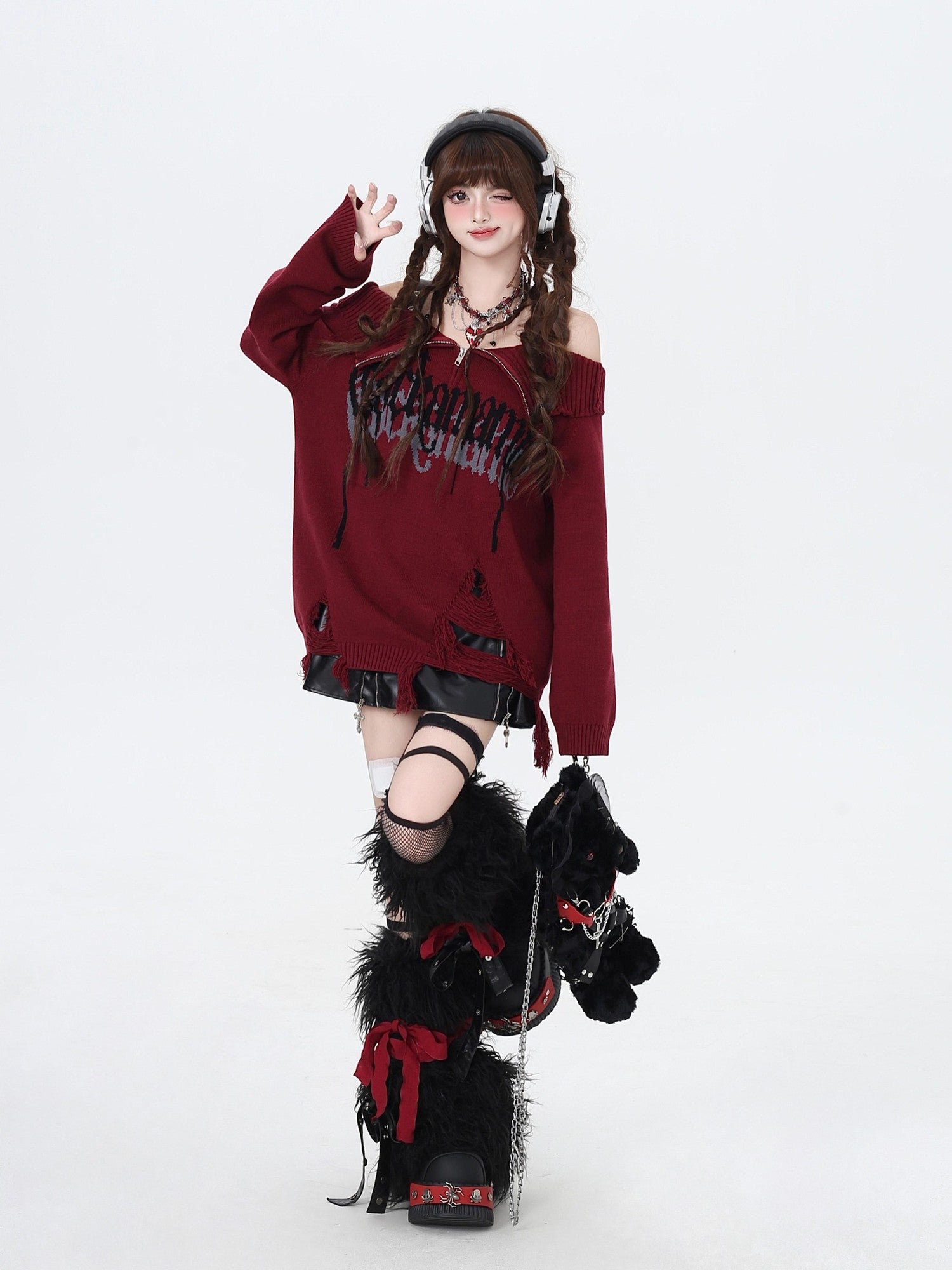Crazy Girl Gothic Fragment Zip Lapel Women&