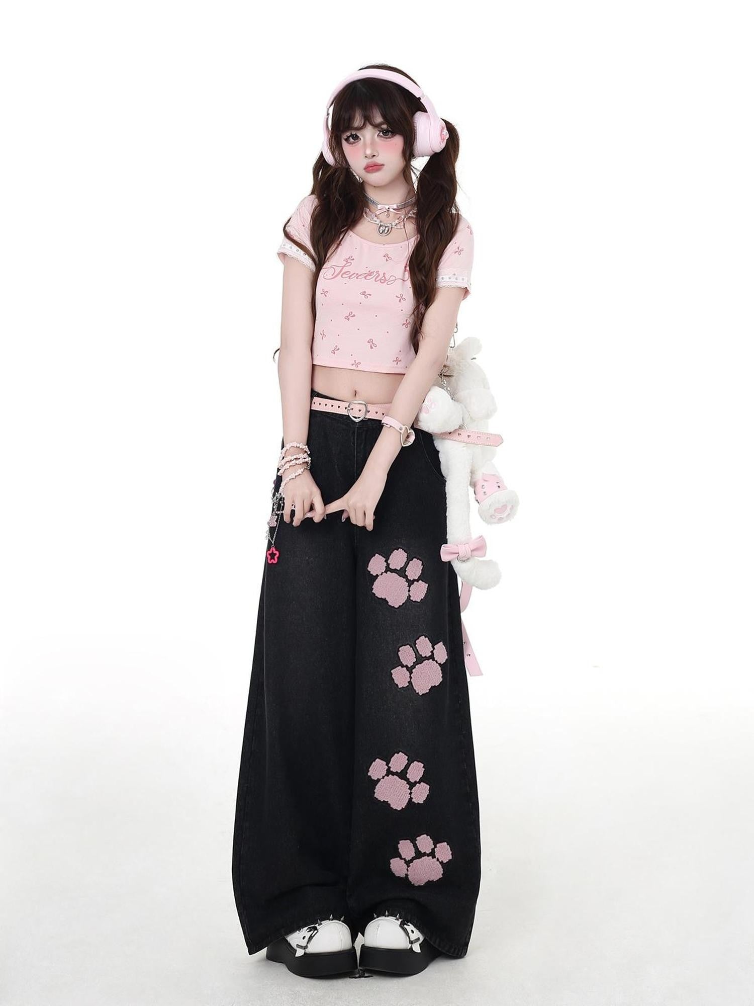 Crazy Girl Gothic Machine Embroidered High Waist Women&