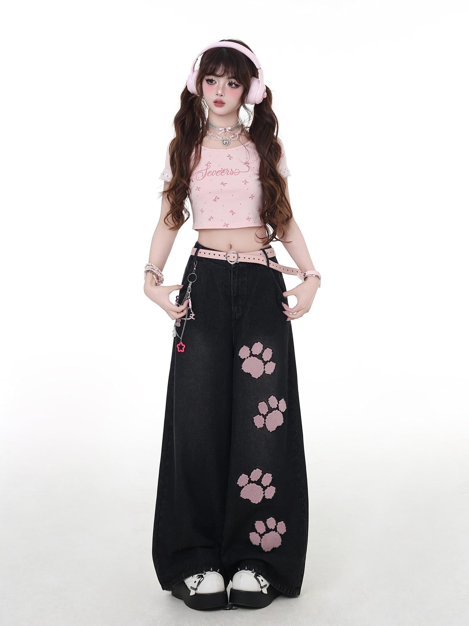 Crazy Girl Gothic Machine Embroidered High Waist Women&