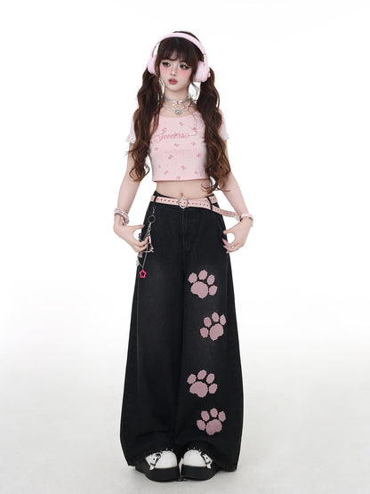 Crazy Girl Gothic Machine Embroidered High Waist Women&