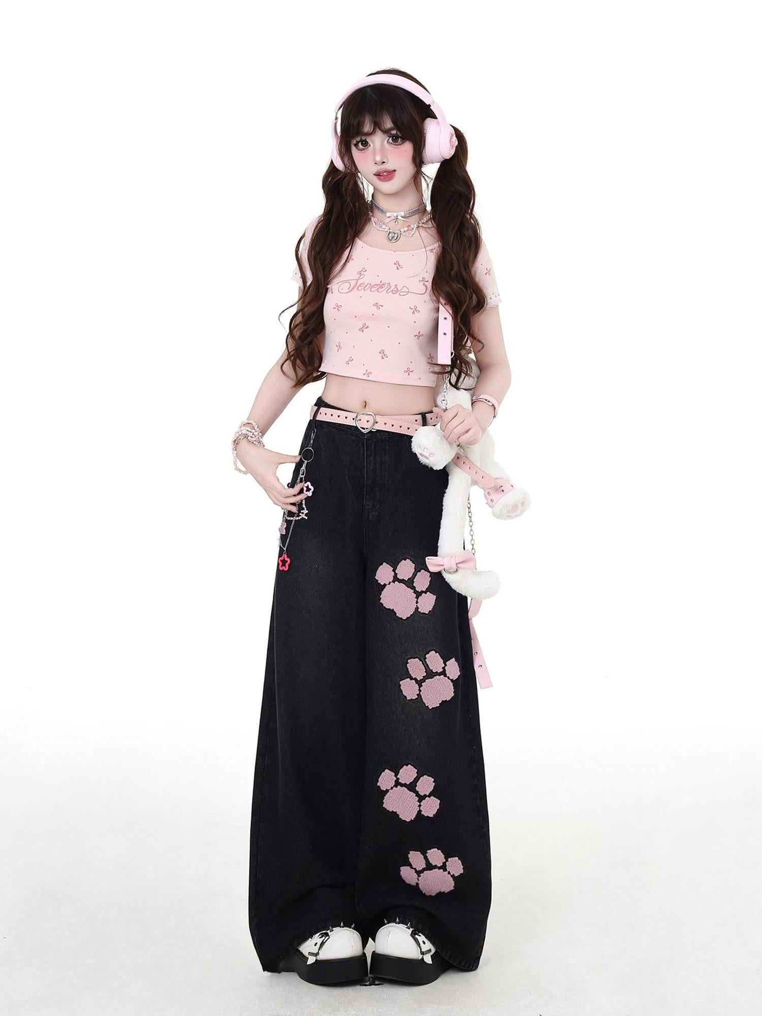 Crazy Girl Gothic Machine Embroidered High Waist Women&
