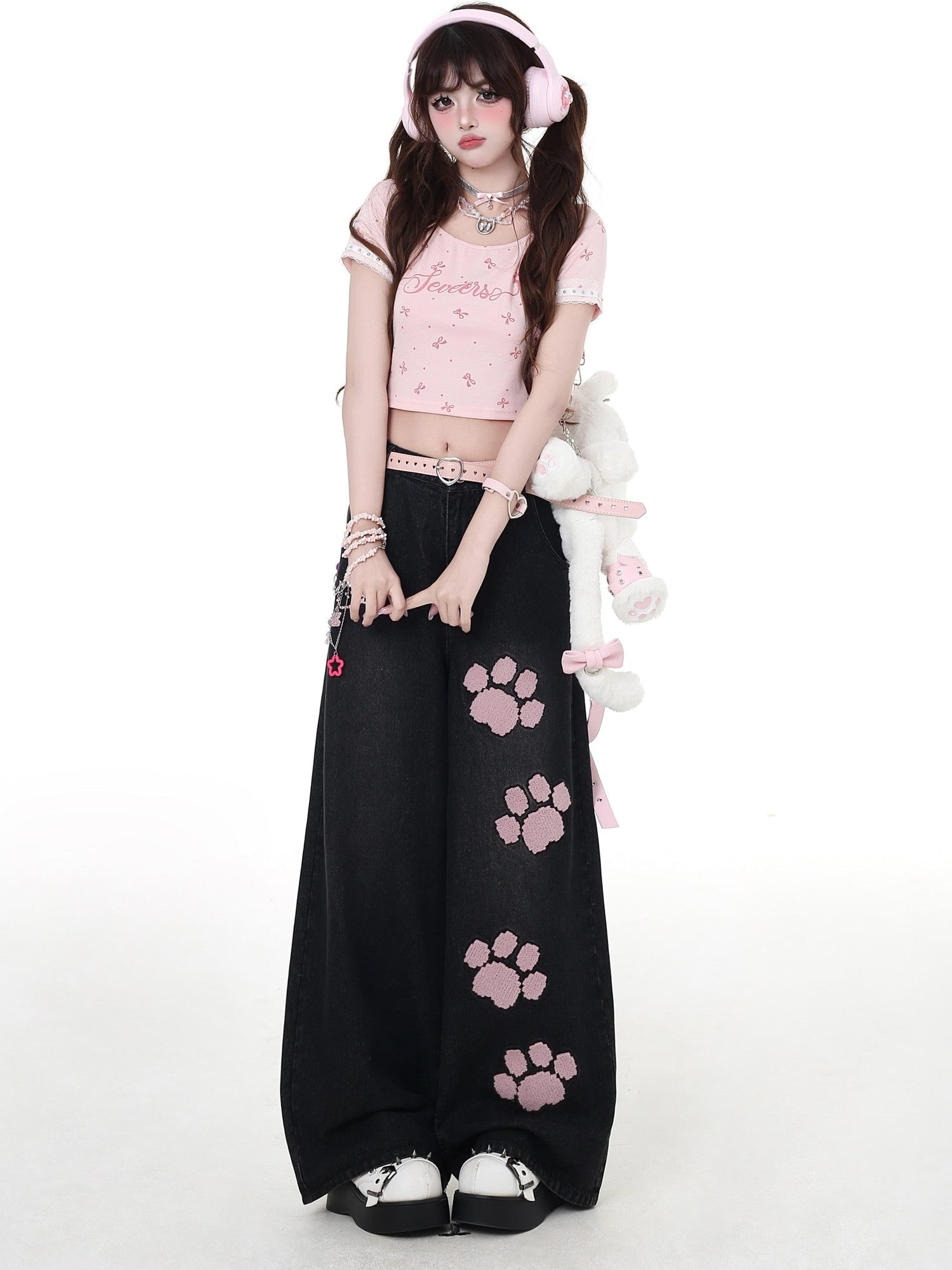 Crazy Girl Gothic Machine Embroidered High Waist Women&