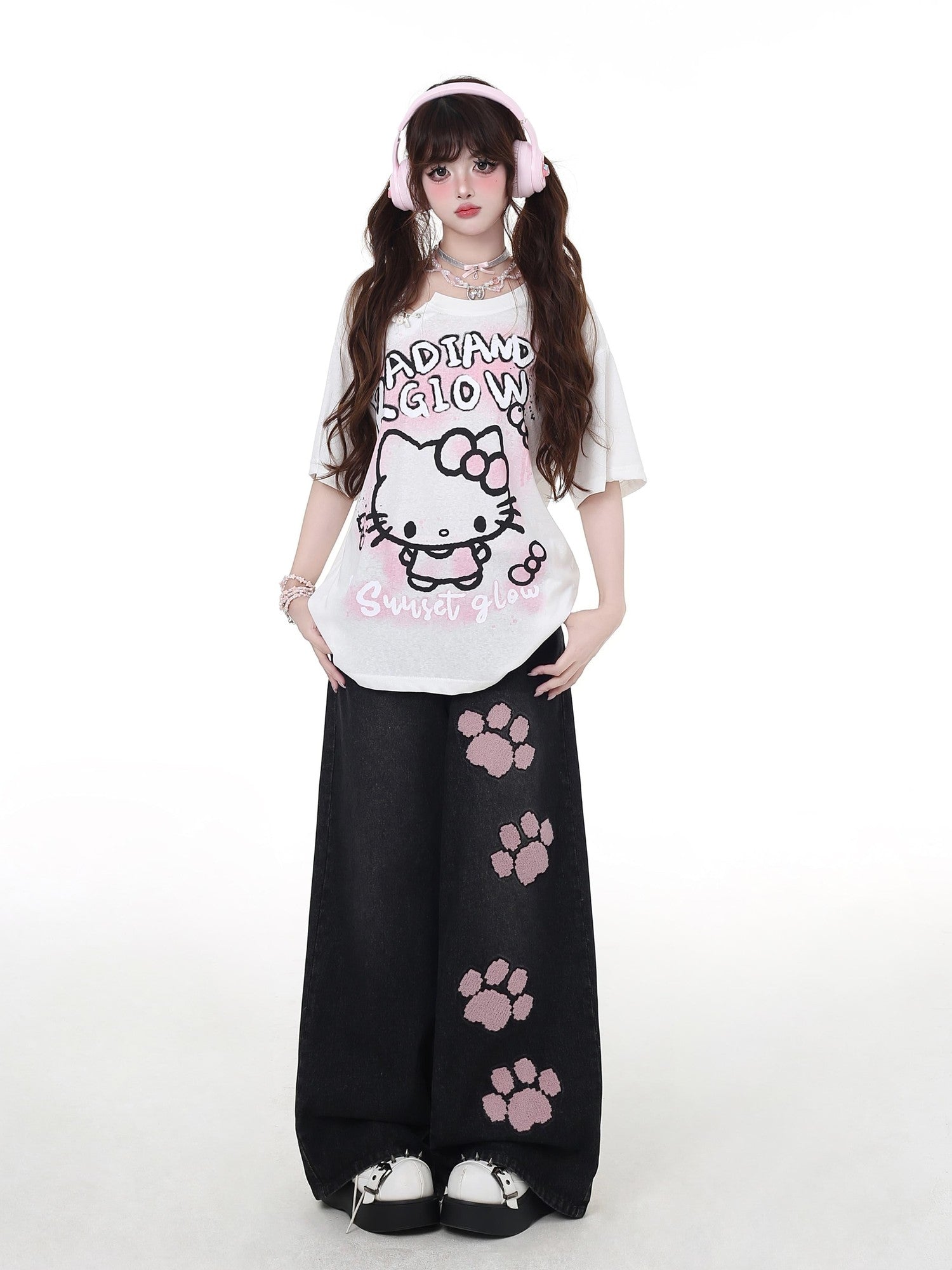 Crazy Girl Gothic Machine Embroidered High Waist Women&