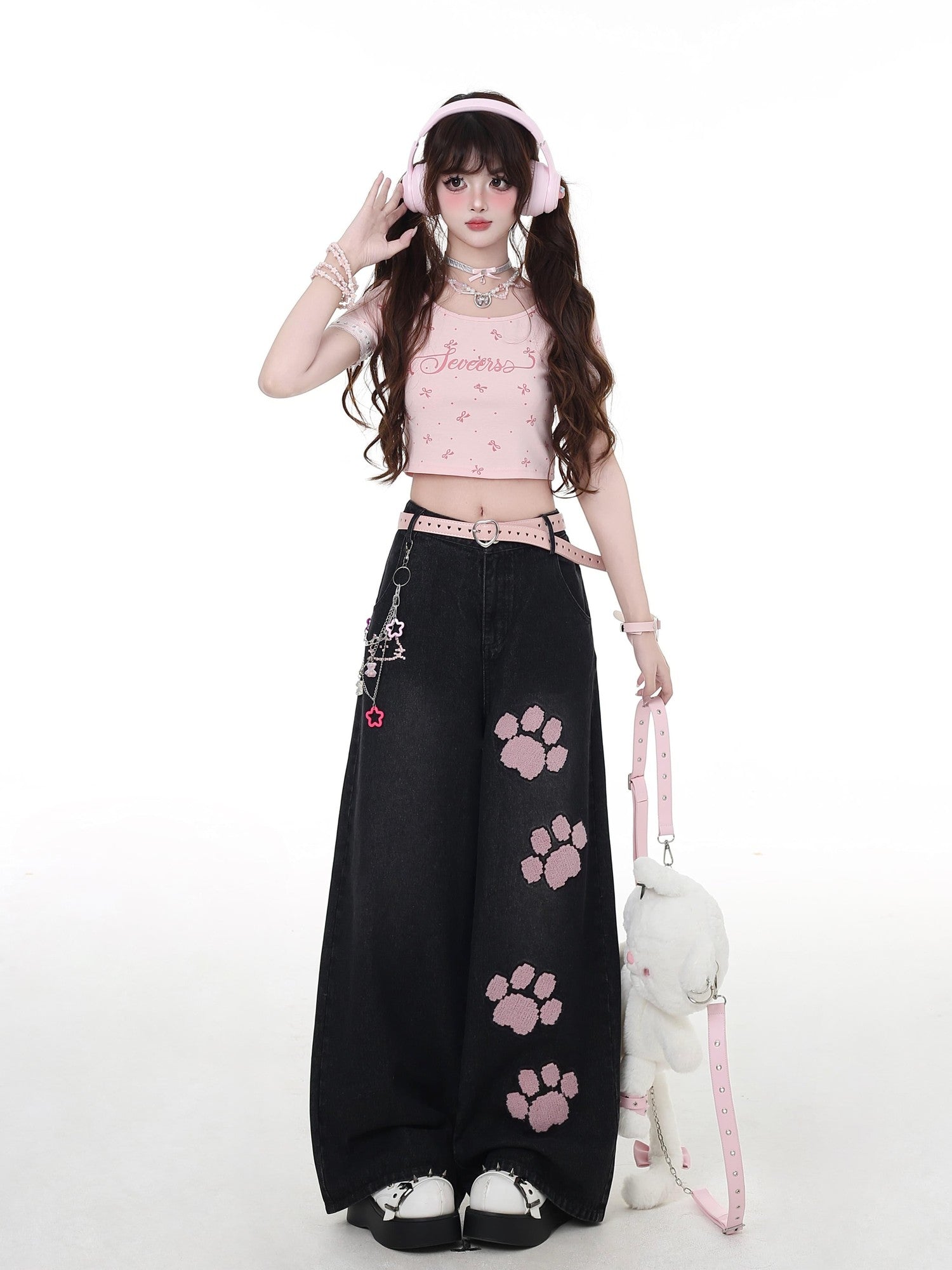 Crazy Girl Gothic Machine Embroidered High Waist Women&