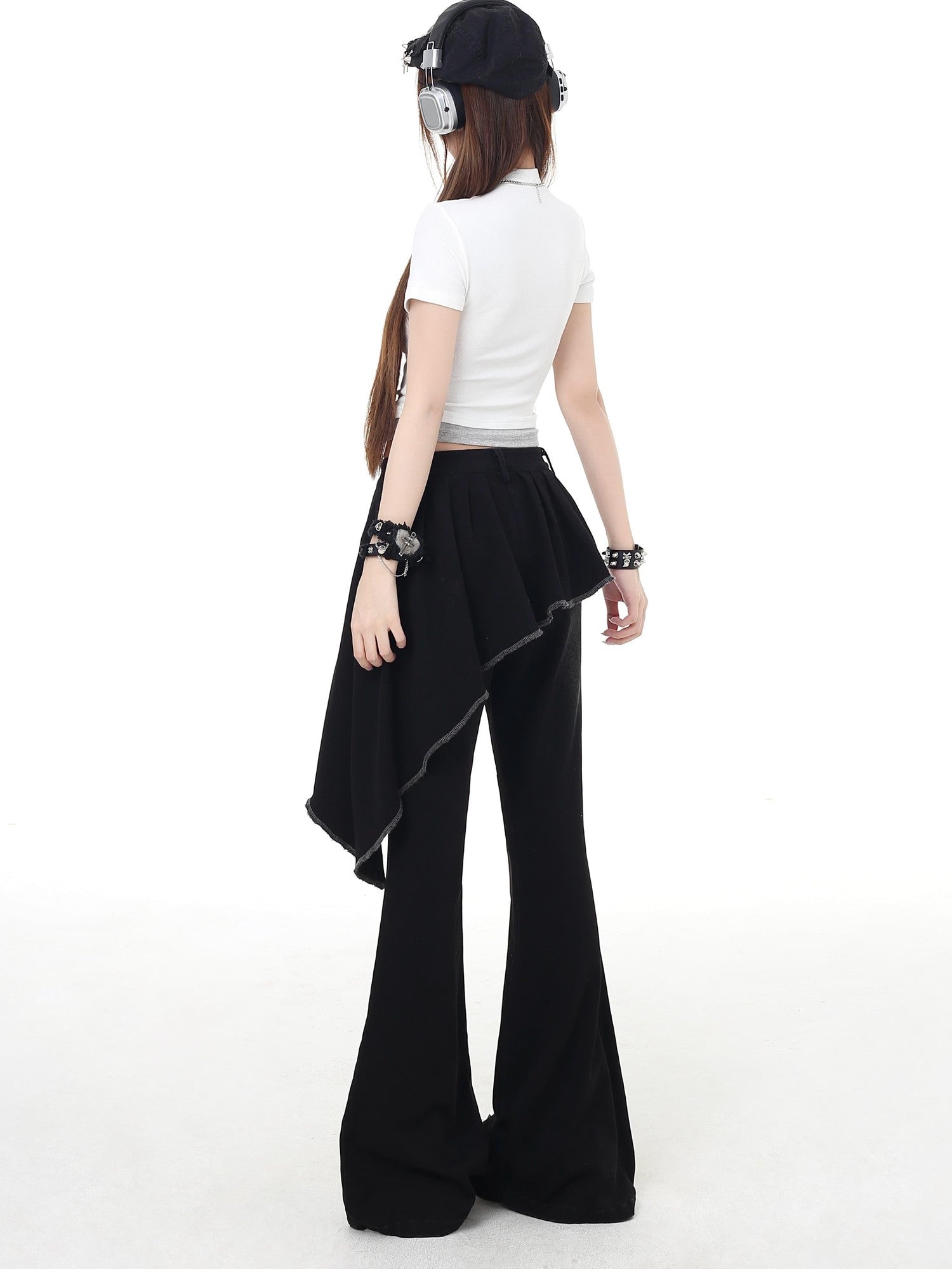 Crazy Girl Gothic Patchwork Lace Up High Waist Women&