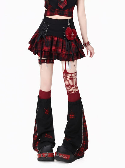 Crazy_Girl_Gothic_Plaid_Lace_Up_Backless_Exposed_Waist_Square_Shoulder_Women&