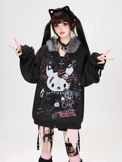 Crazy_Girl_Gothic_Rabbit_Fur_Collar_Punk_Loose_Women&