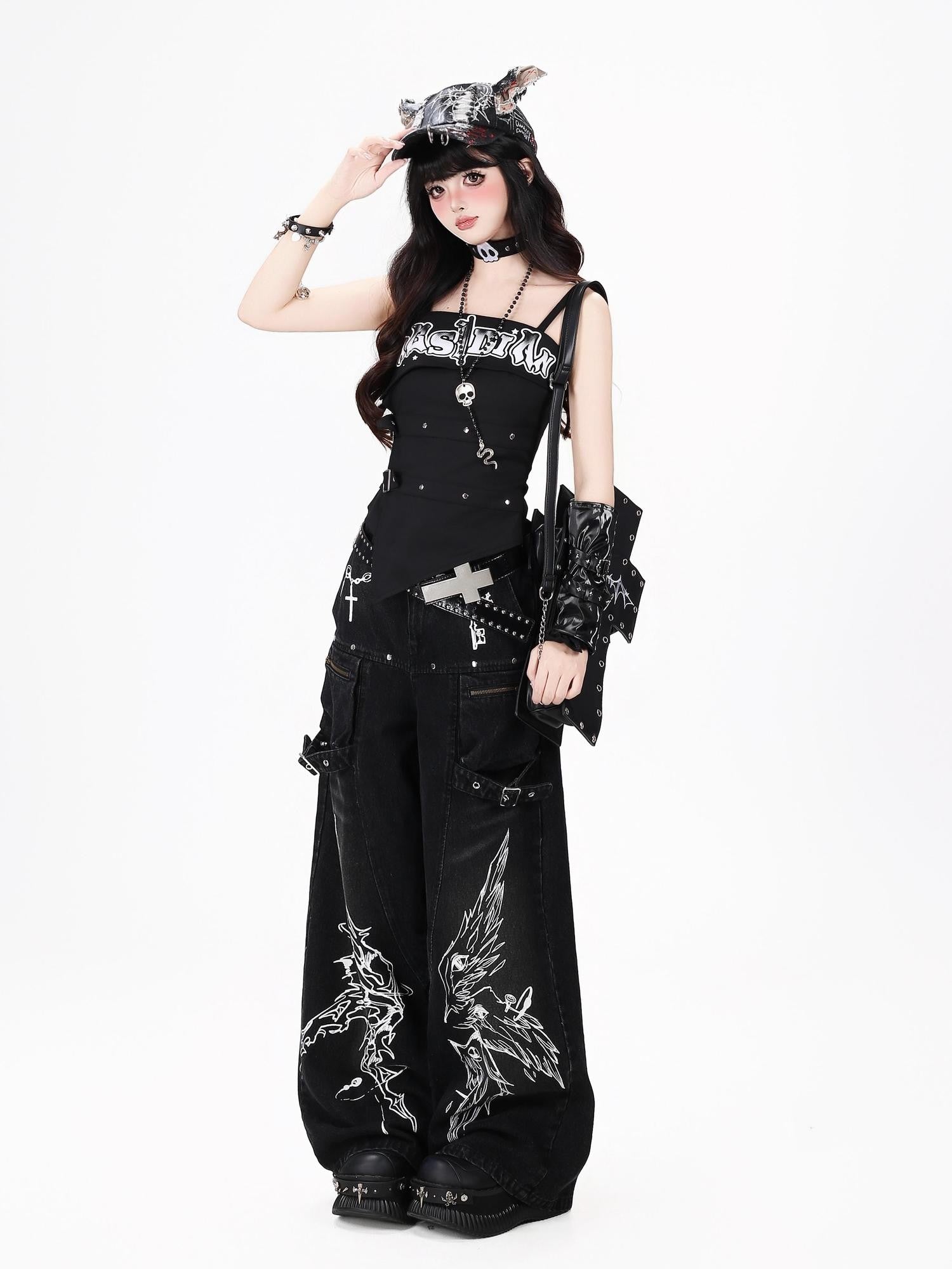 Crazy Girl Gothic Street Ripped High Waist Women&
