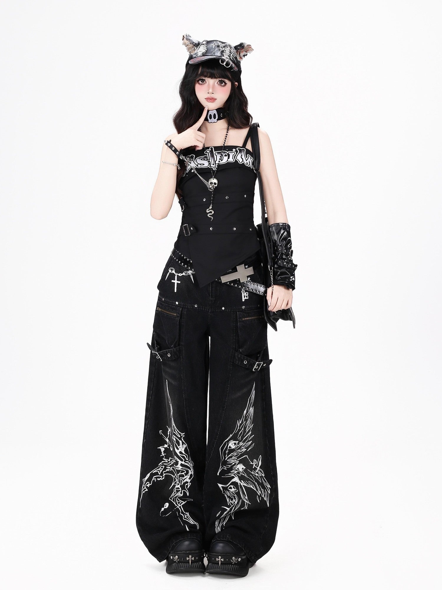 Crazy Girl Gothic Street Ripped High Waist Women&