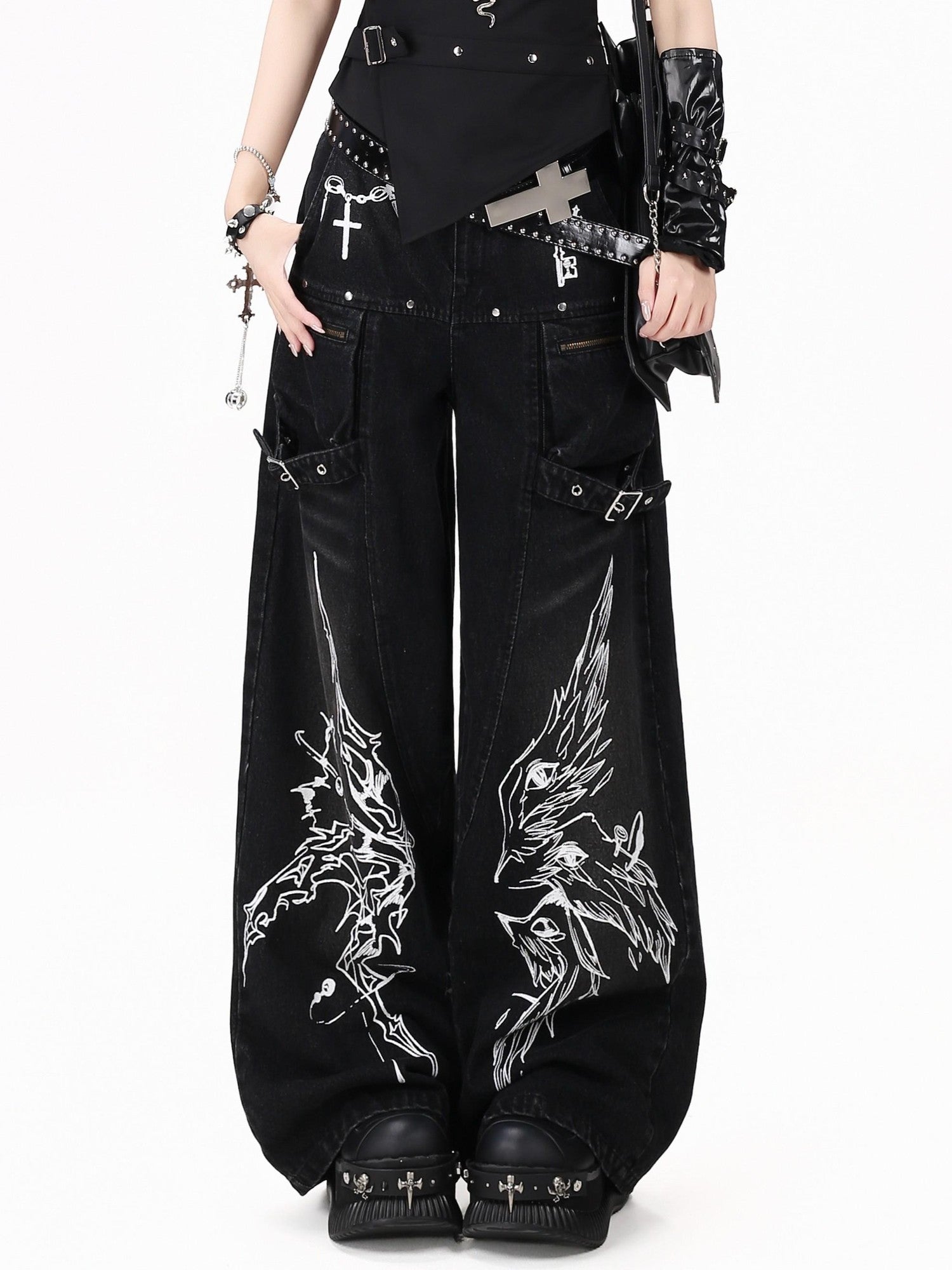 Crazy Girl Gothic Street Ripped High Waist Women&