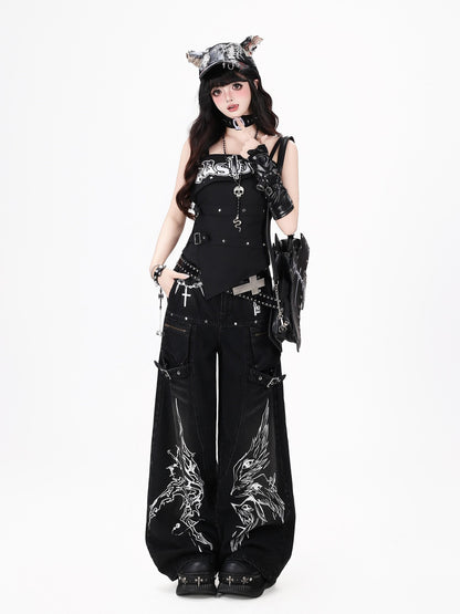 Crazy Girl Gothic Street Ripped High Waist Women&