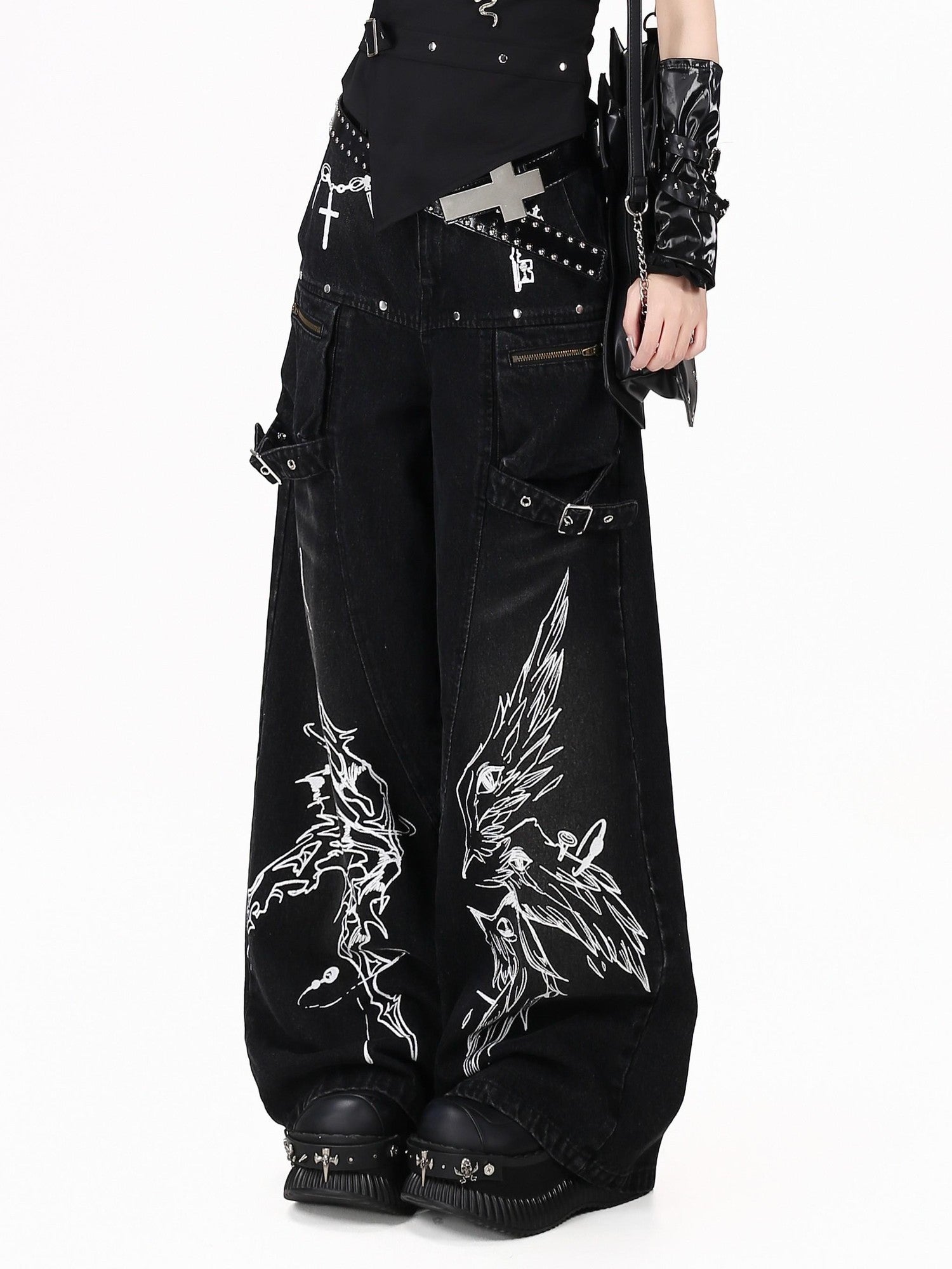 Crazy Girl Gothic Street Ripped High Waist Women&